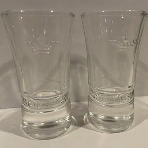 New Sobieski Vodka Shot Glasses Set 2 Bar Glass Crown Poland Sobi Polish